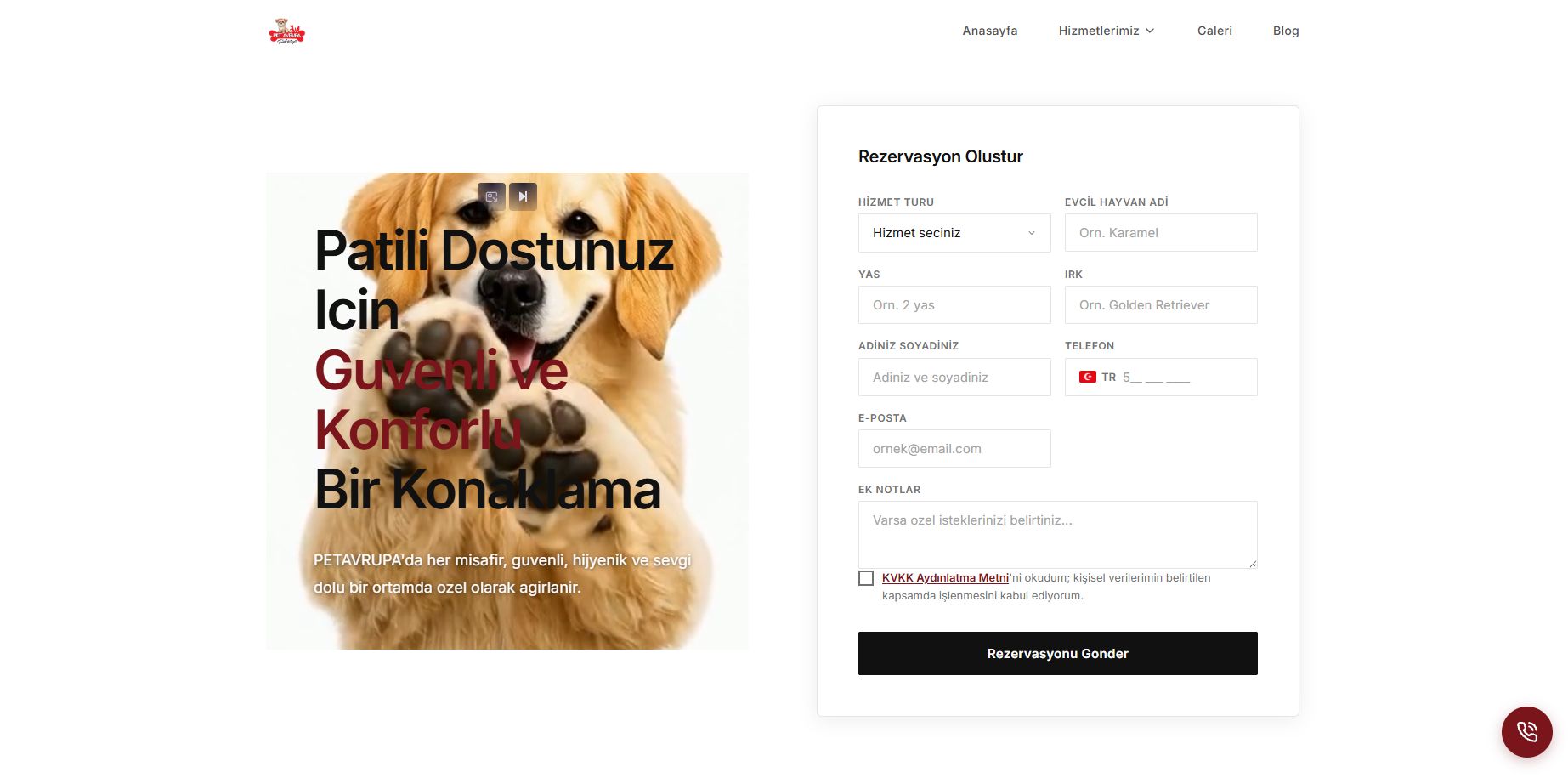 PetAvrupa hayvan oteli sitesi — petavrupa.com.tr